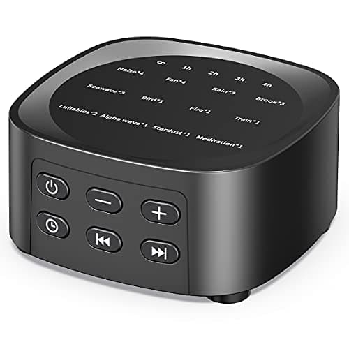 Sleepbox Sound Machines with 25 Soothing Sounds 36 Volume Levels 5 Timers Visible Sound Catalog Portable Memory Function Sleep White Noise Machine for Home Office and Travel（Black）
