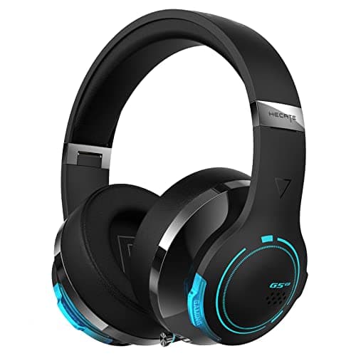 Edifier G5BT Wireless Gaming Headset for PC/PS4/Mobile Phone, Bluetooth Headphones with Retractable Dual Noise Cancelling Microphones, RGB Lighting, 3.5mm Wired Jack 2 Modes - Black
