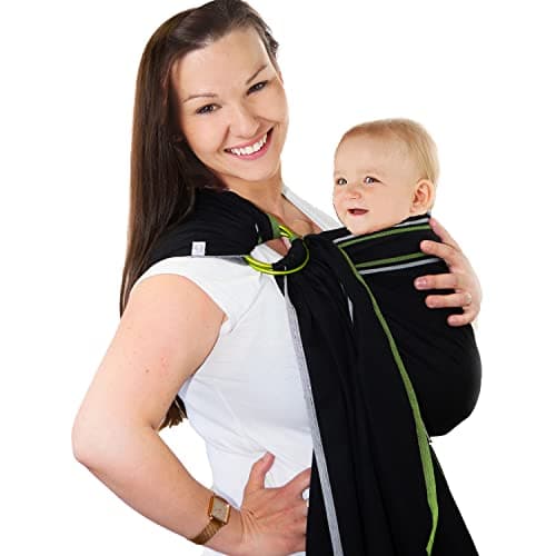 CHIMPAROO Ring Sling Baby Wrap Carrier - 100% Organic Cotton Baby Carrier Newborn to Toddler - Comfortable & Adjustable Baby Sling Carrier - With Aluminum Rings - Holds up to 15.8 kg - Jazz, Size 1