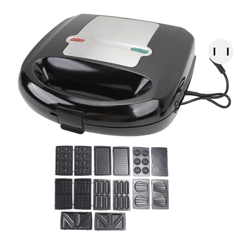 8 in 1 Sandwich Maker Panini Press Stick Proof Breakfast Machine with 14 Removable Plates for Sandwich Donut Waffle Nut Madeleine Cake Steak Hot Dog Cookie (US Plug 110V)