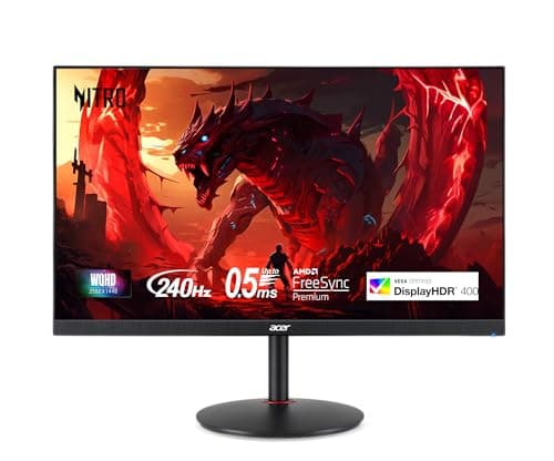 Acer Nitro 27” Gaming Monitor | WQHD 2560 x 1440 | IPS | ZeroFrame | AMD FreeSync Premium | Up to 240Hz Refresh Rate | Up to 0.5ms | sRGB 99% | 1 x Display Port 1.4 & 2 x HDMI 2.0 | XV272U W2bmiiprx