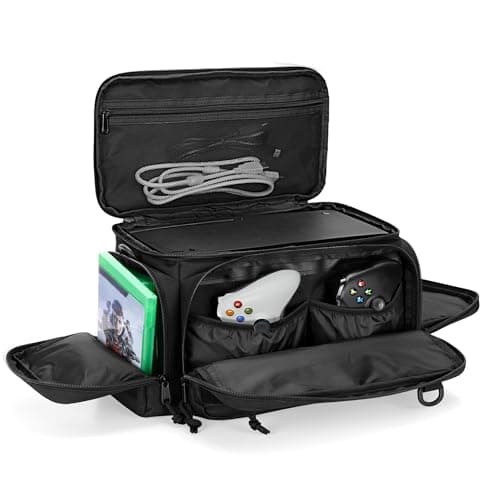 PGmoon Tactical Console Carrying Case Compatible with Xbox Series X, Travel Carry Bag with Multiple Pockets for Controllers, Discs, Cables and Other Accessories (Patent Design)