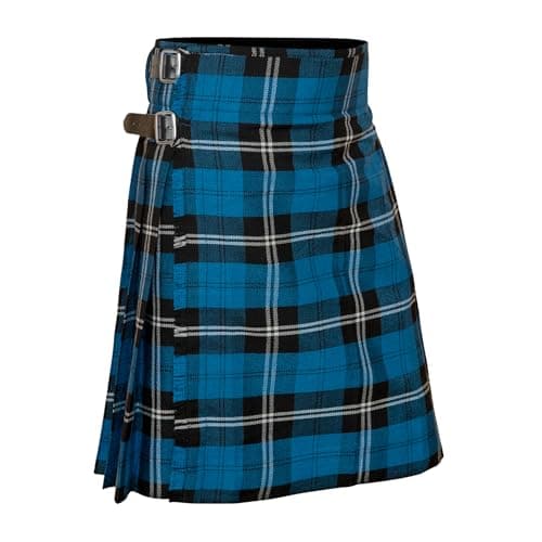 Allsafe Traders Men's 5 Yard Scottish Tartan Kilt, Highland Wedding Kilt, Blue Ramsay, 50