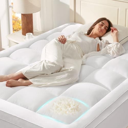 Anluoer Mattress Topper Queen for Back Pain, Memory Foam Pillow Top Mattress Topper Queen, 5X Support Extra Thick Breathable Mattress Pad with 8-21" Deep Pocket, 60x80 Inches, White