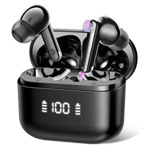 Wireless Earbuds, 2026 Bluetooth 5.3 Wireless Headphones with HiFi Stereo and ENC Noise Cancelling Mic, 48H in Ear Headphones con LED Digital Display, IPX7 Ear Buds, Touch Control, Android iOS, Black