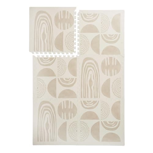 PopsyKosy Premium Baby Floor Play Mat - Thick & Cushioned 0.5 inch Playroom Foam Mat, Non-Toxic Odorless - 6 Tiles - Spacious 6x4 ft. - Stylish & Large, Waterproof for Kids & Toddlers - Desert Sand