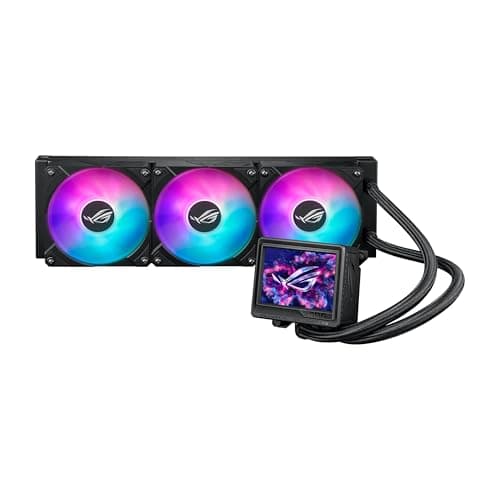 ASUS ROG RYUJIN III 360 ARGB EXTREME all-in-one AIO CPU liquid cooler, AMD Ryzen 9000 & Intel® Core™ Ultra Ready, Asetek Gen8 V2 pump; high airflow static pressure magnetic fans; customizable 3.5" LCD