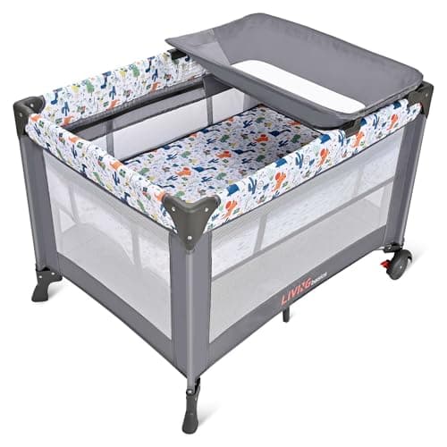 LIVINGbasics Portable Baby Playard and Changing Table, Foldable Playard Suitable for Home/Travel/Outdoor