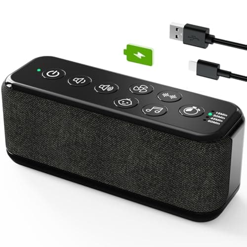 OnLyee White Noise Machine, Sound Machine Rechargeable for Office Privacy & Noise Canceling, Powerful Battery, 42 Soothing Sound with Lullabies & Fan Sounds, Auto-Off Timer & 8-Level Volume Control for Baby/Kid/Adults(Black)