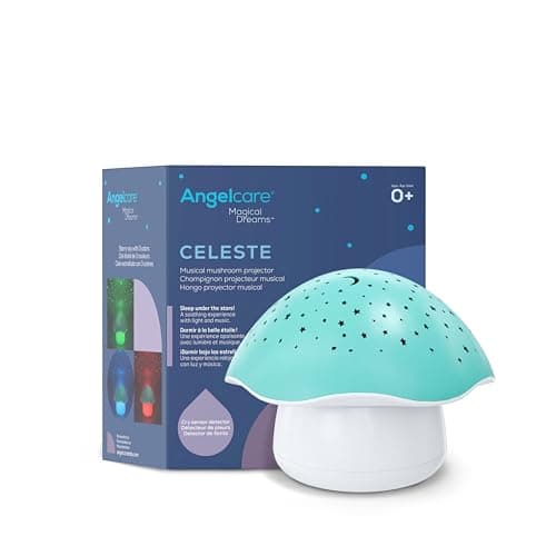 Angelcare Magical Dreams Celeste the Musical Mushroom Projector, sleep soother with a lullaby, white noises and 3-night light colour options