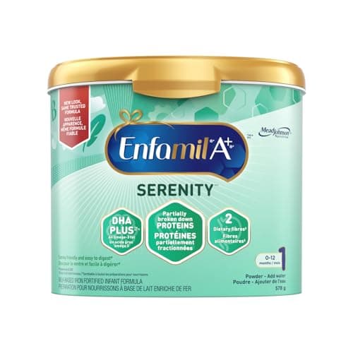 Enfamil A+ Serenity, Baby Formula, Designed for Soft Stools, Omega-3 DHA & Fibre Blend, Reusable Powder Tub, 578g