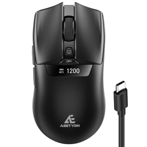 AEETYRN Wireless BT Mouse with Smart LED Screen, 3 Modes(2.4G & BT5.1/5.2) Connect Up to 3 Devices, Rechargeable, Silent Click, 5 DPI Levels, Ergonomic Optical Mice for Laptop PC Mac Windows, Black
