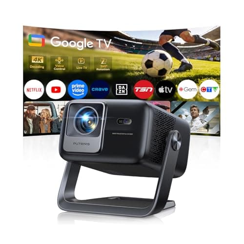Smart 4k Projector [Built-in Google TV/360°Stand] 30W Hi-Fi Speakers,Competible with Netflix, HDR10 Outdoor Projector with Auto Focus & Keystone, HDMI ARC/CEC Projecteur for Home & Bedroom Ceiling