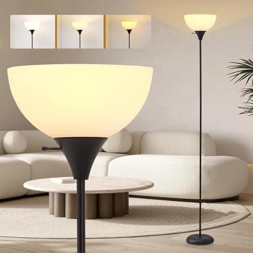 Floor Lamp, 3 Color Temperatures Adjustable Floor Lamps for Living Room, Modern Design Lamps Living Room with Rotary Switch, Black Standing Lamp, Living Room Lamps Based E26 for Bedroom Office Study