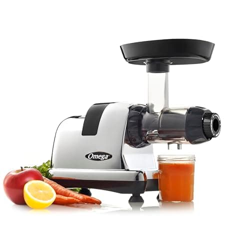 Omega Juicer J8006HDC Slow Masticating Cold Press Vegetable and Fruit Juice Extractor and Nutrition System, Triple Stage, 200-Watts, Chrome