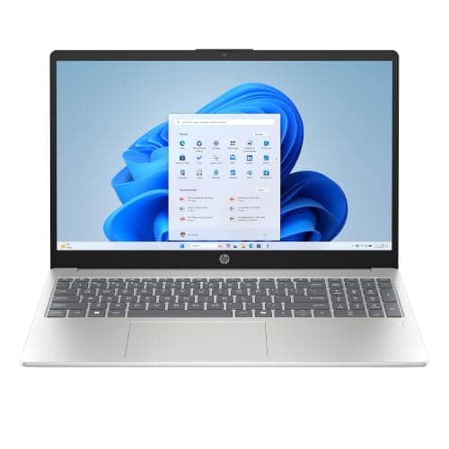HP 15.6 inch Laptop PC, FHD IPS Display, Intel Processor N100, 4 GB RAM, 128 GB UFS, Intel UHD Graphics, Wi-Fi 6, Windows 11 Home, Natural Silver, 15-fd0016ca