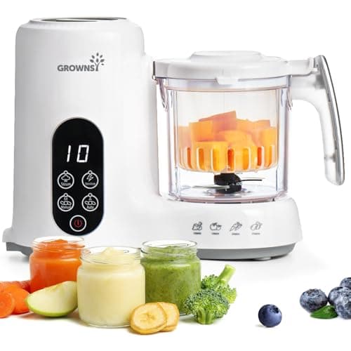 Grownsy Baby Food Maker with Steam Basket, One Step Baby Food Processor Steamer Puree Blender Grinder Mills Machine, Auto Cooking Grinding and Sterilizing for Healthy Homemade Food, BPA-Free