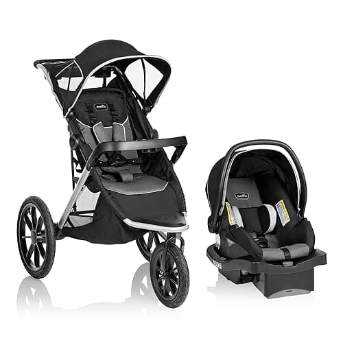 Evenflo Victory Plus Jogging Stroller Travel System with LiteMax Infant Car Seat - Grey Scale