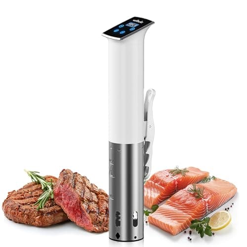 Wancle Sous Vide, Sous Vide Cooker Machine, Immersion Circulator, IPX7 Waterproof, Compact Design Accurate Temp Control ±0.1°C, Quiet, Easy to Use for Home Chefs, 120V, 1100W, White
