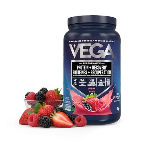Vega Protein + Recovery, Berry – 30g Vegan Protein, Dairy & Gluten Free, Probiotics, NSF Certified, 801 g (19 Servings)
