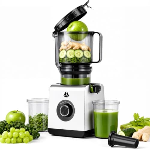AAOBOSI Cold Press Juicer Machine, Easy to Clean Whole Fruit Juicer with 6.5" Feed Chute, High Juice Yield, Quiet Slow Masticating Juicer, 85oz Capacity for Family Breakfast