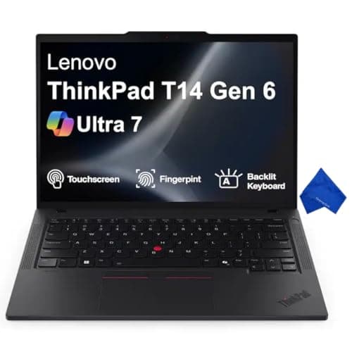 Lenovo ThinkPad T14 Gen 6 14" WUXGA Touchscreen Laptop - Intel Core Ultra 7 255U, 16GB RAM, 512GB SSD, Windows 11 Pro, Latest Model (with Microfiber Cloth) - Black (21QDS6DX00)