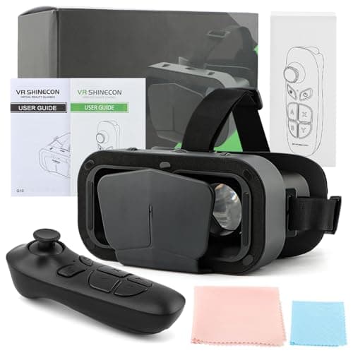3D VR Headset, Virtual Reality 3D Glasses VR Headset Goggles with Controller Compatible 4.4-7.0 inch, Adjustable Universal Virtual Reality Goggles for Mobile Games & Movies