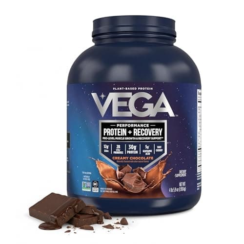 Vega Protein + Recovery, Chocolate – 30g Vegan Protein, Dairy & Gluten Free, Probiotics, NSF Certified, 1.98 kg (45 Servings)