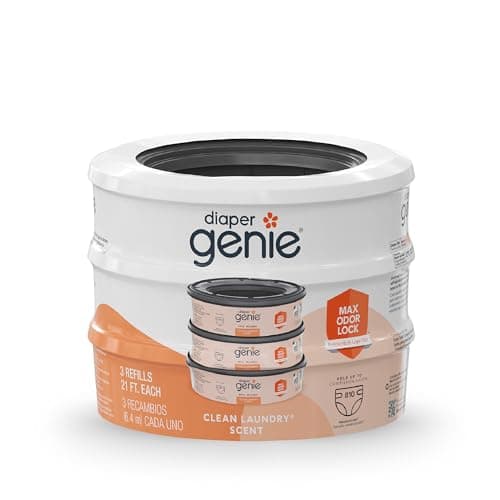 Diaper Genie Bags Refills 270 (Pack of 3) Clean Laundry Scent | Diaper Pail Refills with Max Odor Lock | Holds up to 810 Newborn Diapers