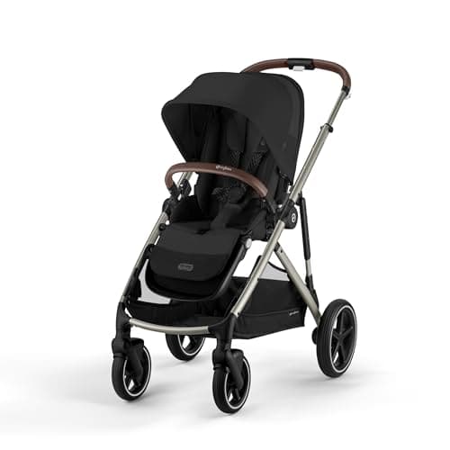 Cybex Gazelle S 2 Stroller – Modular Double Stroller for Infant and Toddler, Includes Detachable Shopping Basket, Over 20+ Configurations, Folds Flat for Easy Storage - Moon Black/Taupe Frame