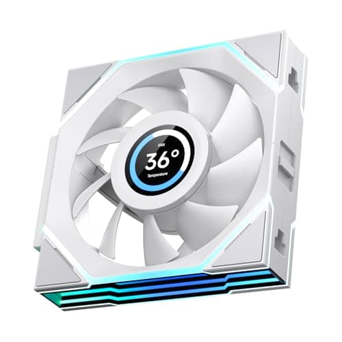 Jungle Leopard Interstellar V4 LCD 120mm PC Case Fan|1.5-Inch LCD Screen Computer Cooling ARGB Daisy Chain Fan|Infinity Mirror Design|600-2100 4Pin PWM Control|55.4CFM(White Reverse)