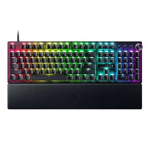 Razer Huntsman V3 Pro Gaming Keyboard: Analog Optical Switches w/Rapid Trigger & Adjustable Actuation - Media Keys & Dial - Doubleshot PBT Keycaps - Aluminum Top Plate - Wrist Rest (Renewed)