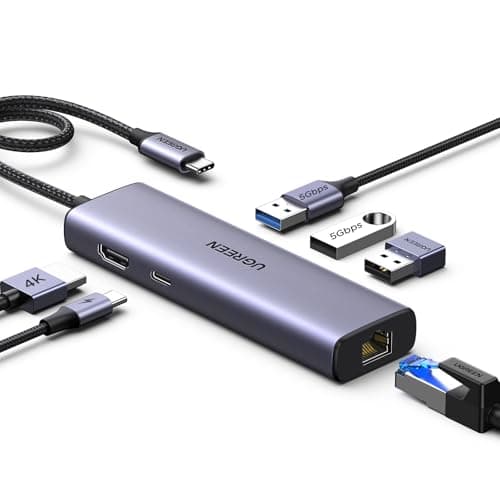 UGREEN Revodok USB C Hub 6-in-1, USB C to Ethernet Adapter with RJ45, 4K@30Hz HDMI, 3 USB 5Gbps, 100W Power Delivery, Compatible with MacBook Neo/Air/Pro,HP, ASUS, XPS13/15, Mac mini,iPad Pro and More