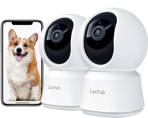 360° View 2K Pet Camera with Phone App 2 Pack, Indoor Security Camera, Baby Monitor, Motion Tracking, Pan/Tilt, Night Vision, Two-Way Audio, Works with Alexa, 2.4G WiFi Only (P2T 2PC)