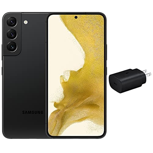 Samsung Galaxy S22 5G (128GB, 8GB) 6.2" AMOLED 2X, 50MP Camera, 5G Unlocked (w/ 25W Super Fast Charge Cube, Phantom Black) (Renewed)