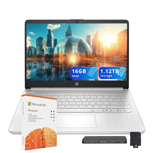 HP Stream 14" HD Business Laptop, Intel Processor N150, 16GB RAM, 1.12TB Storage (128GB UFS+1TB Docking Station Set), Intel Graphics, 720p HD Camera, Wi-Fi 6, Year Office 365, Windows 11 S, Silver
