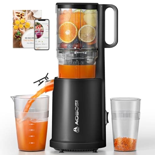 Aobosi Juicer Machine, 5.4" Feed Chute Self-Feeding for Hands-Free Operation, Cold Press Juicer Fit Whole Fruits & Vegetables, Slow Masticating Juicer For More Juice, Less Pulp, Triple Filter