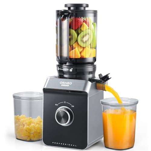 Cold Press Juicer, ORMEO HOME Juicer Machines with 5.0"Large Feed Chute Fit Whole Vegetables & Fruits, Masticating Juicer with Pulp Seperation, 99.6% Juice Purity, Quiet Motor, Easy to Clean,BPA Free