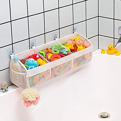 Bath Toy Storage,Bathtub Toy Storage,Hanging Organizer Mesh Bag.Storage and Sorting,Bath Toy Storage bag. (white)