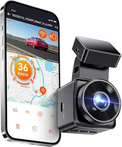 Vantrue E1 Lite WiFi Mini Dash Cam with GPS and Speed, 1080P Front Dash Camera, Free APP, Voice Control, 24 Hours Parking Mode, Loop Recording, Super Night Vision, Support 512GB Max
