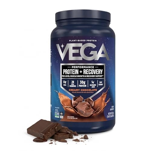 Vega Protein + Recovery, Chocolate – 30g Vegan Protein, Dairy & Gluten Free, Probiotics, NSF Certified, 837g (19 Servings)