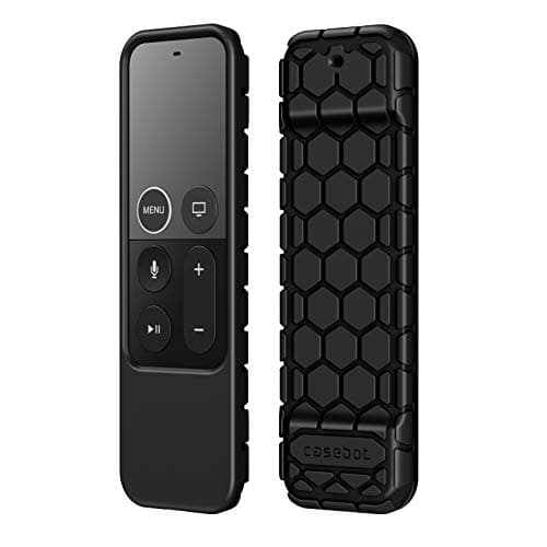 Fintie Protective Case for Apple TV 4K / HD Siri Remote (1st Generation) - Honey Comb Lightweight Anti Slip Shockproof Silicone Cover for Apple TV 4K 5th/ 4th Gen Siri Remote Controller (Black) (Black)