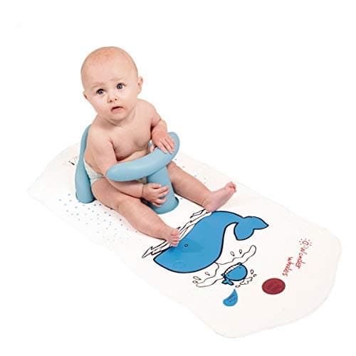 BBCare® Non-Slip Safety Bath Seat with Extra Long Bath Mat (Blue_Whale)