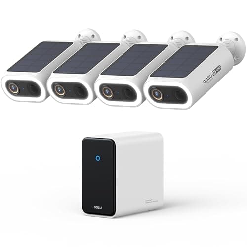 AOSU 4K Security Cameras Wireless Outdoor, 4-Cam Kit with aosuCortex AI, Solar-Powered System, Behavior Detection & Face Recognition, Expandable to 16TB, No Subscription Required