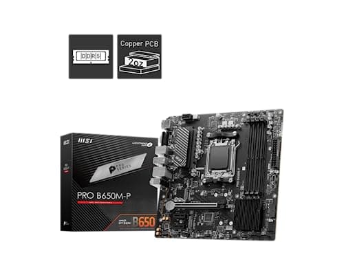 MSI PRO B650M-P ProSeries Motherboard (AMD AM5, mATX, DDR5, PCIe 4.0, M.2, SATA 6Gb/s, USB 3.2 Gen 2, HDMI/DP, AMD Ryzen 7000 Series Desktop Processors)