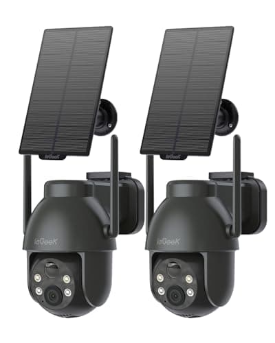 ieGeek Security Cameras Wireless Outdoor, 360°PTZ 2.4G WiFi Camera System for Home Exterieur Surveillance, Solar & Battery Powered Cam with 2K Color Night Vision, Smart Siren, Motion Sensor (2 Pack)