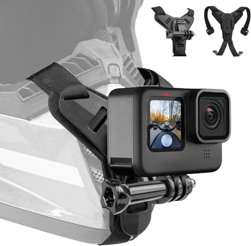 Helmet Mount for GoPro, Motorcycle Chin Strap Attachment with Extension J Hook Dirt Bike Holder Mounting Accessories for Go Pro Max Hero 13 12 11 10 9 8 Insta360 X5 X4 GO3 DJI Action 5 Pro 3 4 Camera