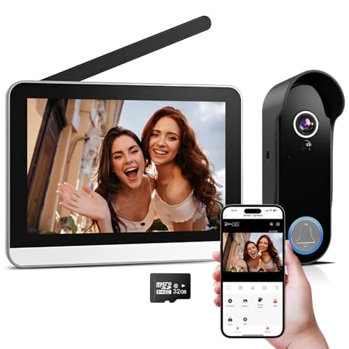 Wireless Doorbell Camera with 7" Screen Monitor WiFi Video Doorbell Intercom System 1080P Smart Door Bell Phone with Night Vision, Motion Detection, 2 Way Talk, No Monthly Fee