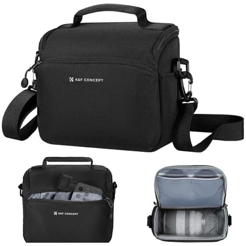 K&F Concept Camera Sling Bag Small Crossbody Camera Case DSLR/SLR Cute Compact Shoulder Photography Bags for Photographers-Black