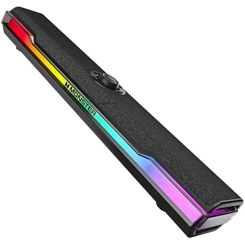 Monster S330 Computer Speakers, HiFi Stereo Sound PC Speakers, Bluetooth 6.0 Computer SoundBar with Dynamic RGB Light, USB/Type-C Plug & Play, Gaming Speakers for Computer Desktop, PC, Laptop, Tablet